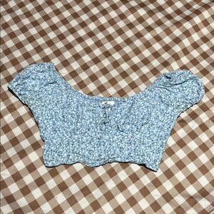 Hollister Blue Floral Crop Top